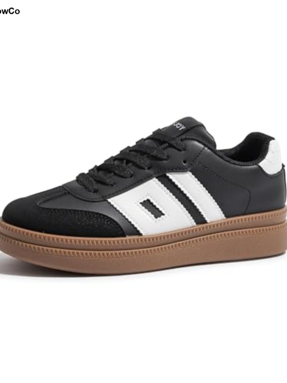 TIMEJOY Women's Platform Sneakers PU Leather Retro Lace-Up Casual Shoes